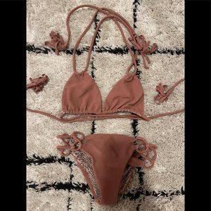 Acacia swimwear nusa bottom in lipstick cord